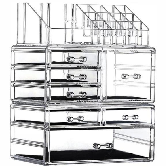 Clear acrylic makeup organizer 7 drawer stackable vanity skincare holder - Picture 1 of 7